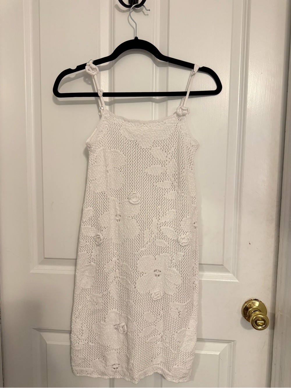White Crochet Floral Slip Dress